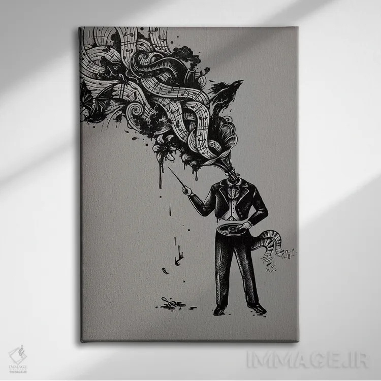 تابلو دکوراتیو آشوب صداها اثر انکل دیکا - نمای روبهرو روی دیوار