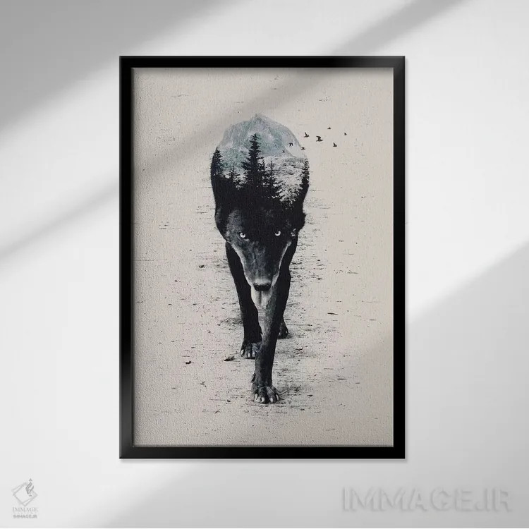 تابلو دکوراتیو بالای جنگل اثر انکل دیکا - نمای قابدار مشکی