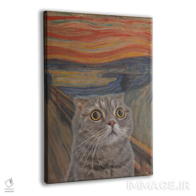 تابلو دکوراتیو فریاد گربه ۱ اثر آرت اله - نمای پرسپکتیو محصول