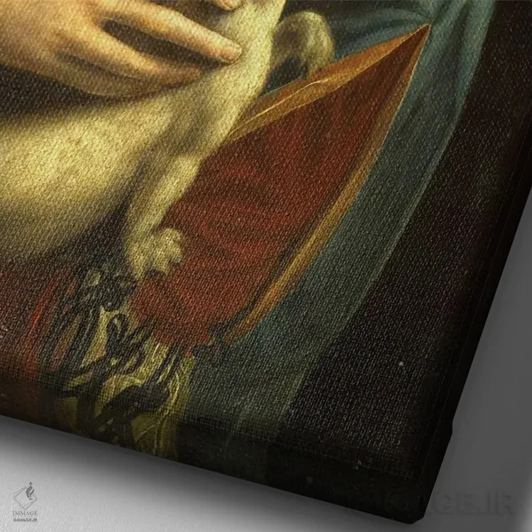 تابلو دکوراتیو بانویی با هرمین مقدس اثر آرت اله - نمای نزدیک بافت بوم