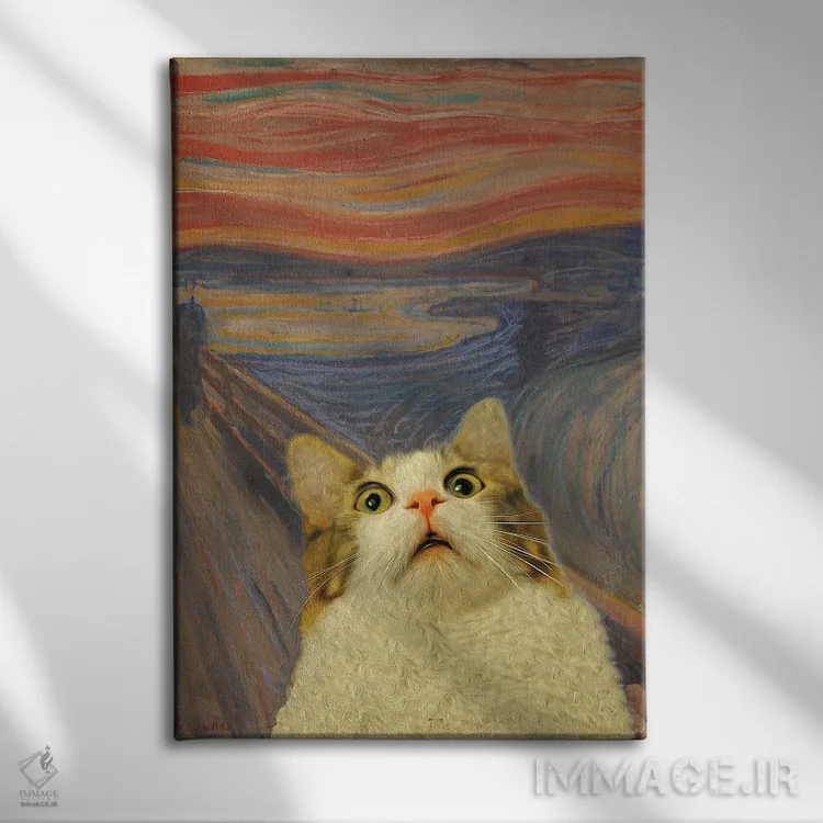 تابلو دکوراتیو فریاد گربه ۲ اثر آرت اله - نمای روبهرو روی دیوار