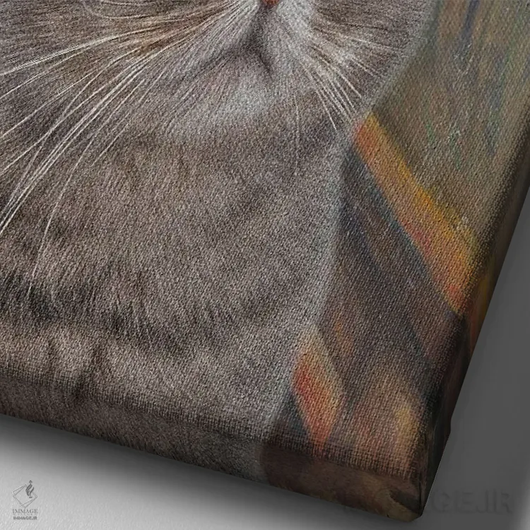 تابلو دکوراتیو فریاد گربه ۱ اثر آرت اله - نمای نزدیک بافت بوم