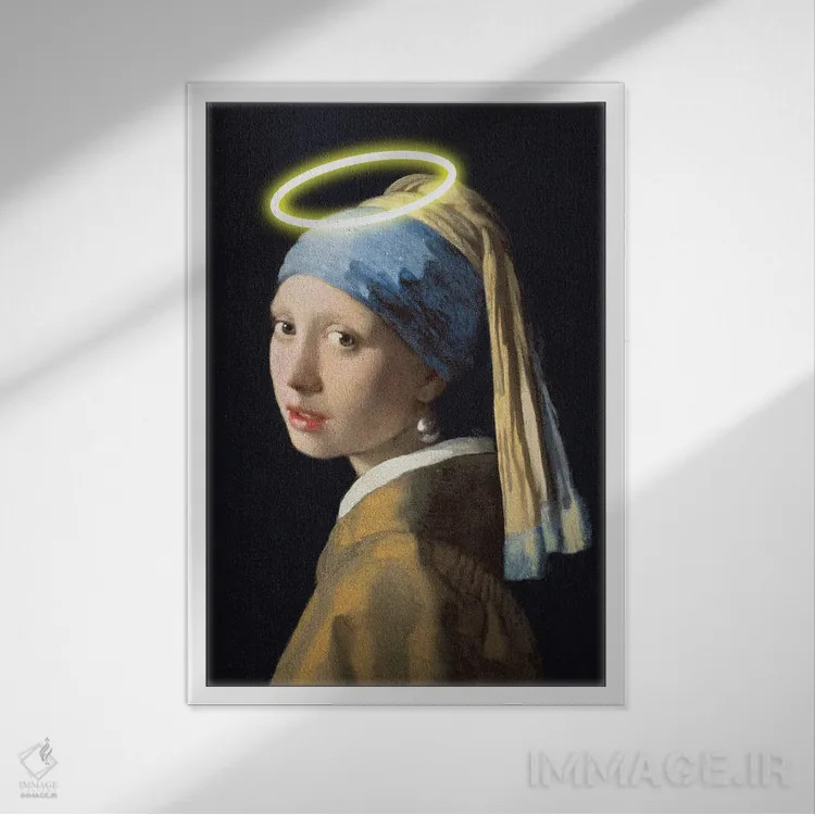 تابلو دکوراتیو دختر با هاله اثر آرت اله - نمای قابدار سفید