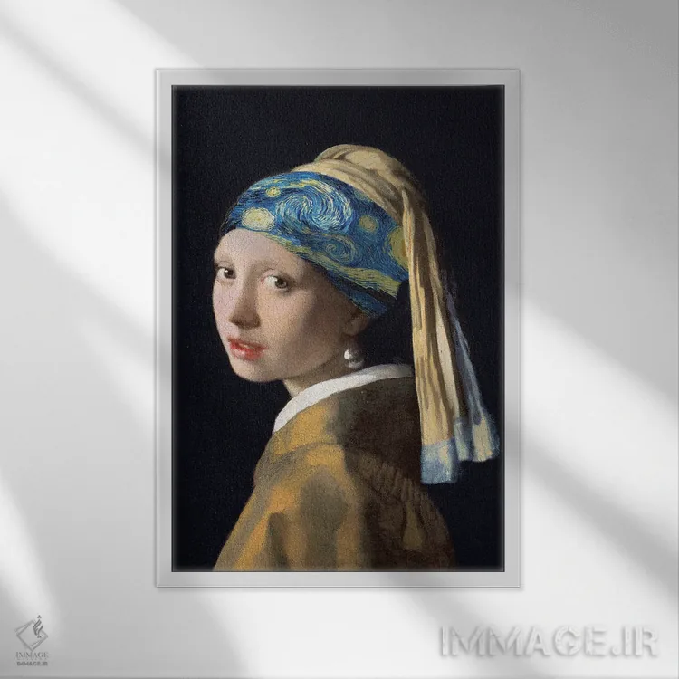 تابلو دکوراتیو دختر پرستاره اثر آرت اله - نمای قابدار سفید