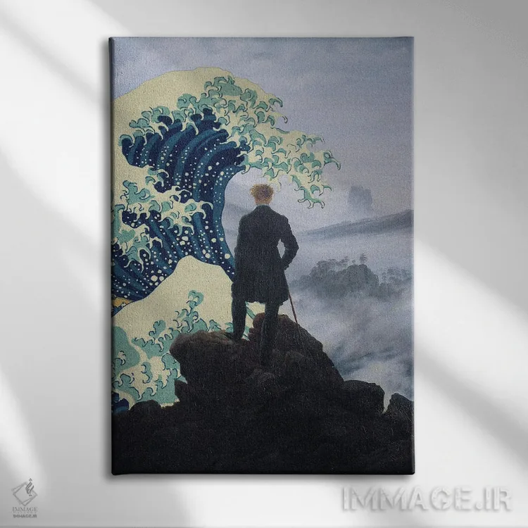 تابلو دکوراتیو مرد و دریا اثر آرت اله - نمای روبهرو روی دیوار