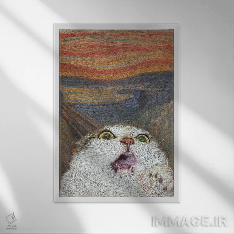 تابلو دکوراتیو میو ۳ اثر آرت اله - نمای قابدار سفید