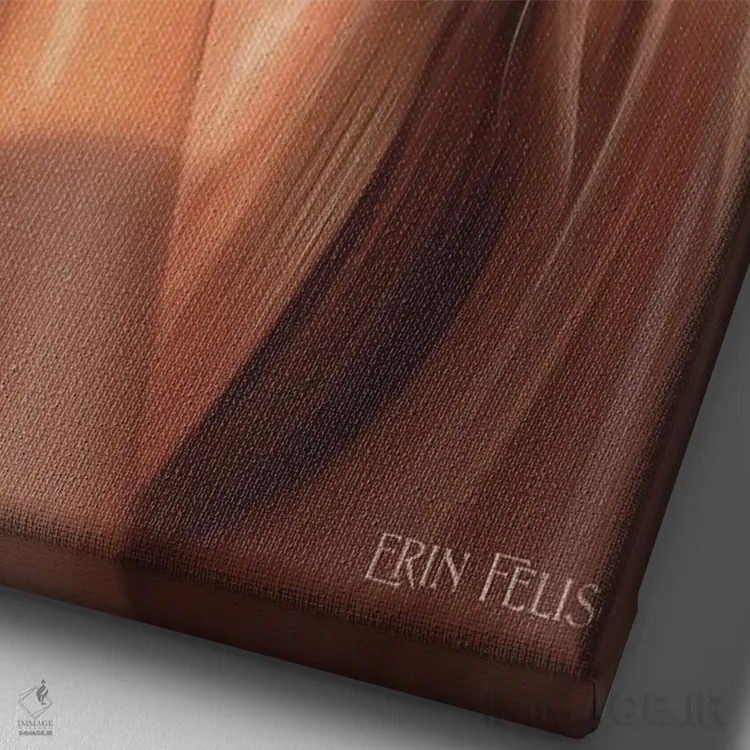 تابلو دکوراتیو نقاشی پرتره شگفت انگیز اثر ارین فلیس - نمای نزدیک بافت بوم