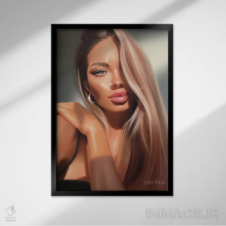 تابلو دکوراتیو نقاشی پرتره شگفت انگیز اثر ارین فلیس - نمای قابدار مشکی