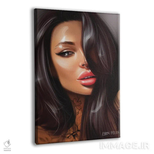 تابلو دکوراتیو زیبای مو تیره اثر ارین فلیس - نمای پرسپکتیو محصول