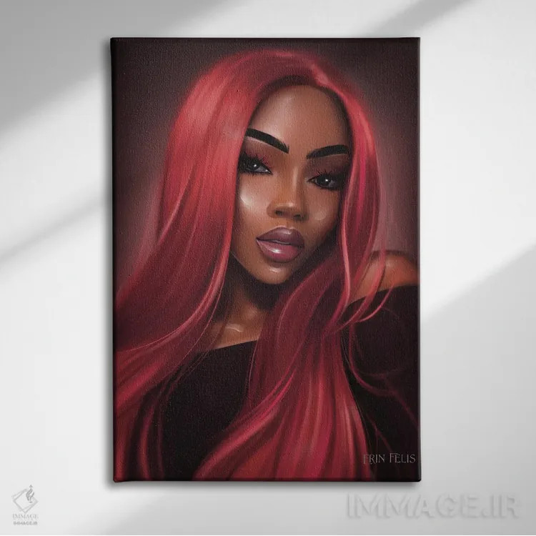 تابلو دکوراتیو ملکه پوست تیره اثر ارین فلیس - نمای روبهرو روی دیوار