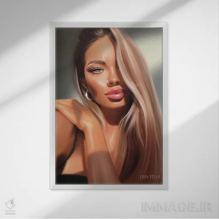 تابلو دکوراتیو نقاشی پرتره شگفت انگیز اثر ارین فلیس - نمای قابدار سفید