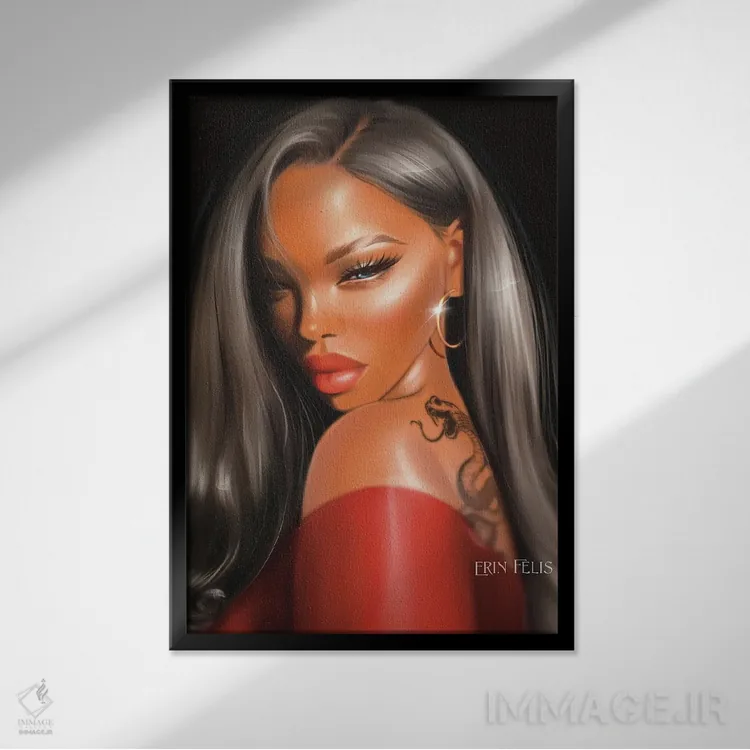 تابلو دکوراتیو شاهزاده پوست تیره اثر ارین فلیس - نمای قابدار مشکی