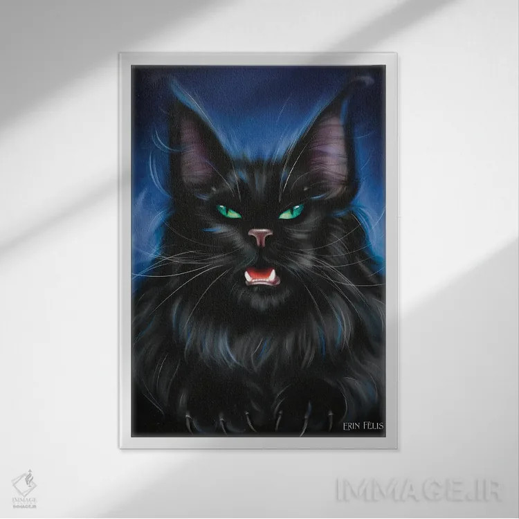 تابلو دکوراتیو گربه خطرناک اثر ارین فلیس - نمای قابدار سفید