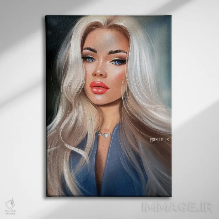 تابلو دکوراتیو هنر پرتره زیبایی اثر ارین فلیس - نمای روبهرو روی دیوار