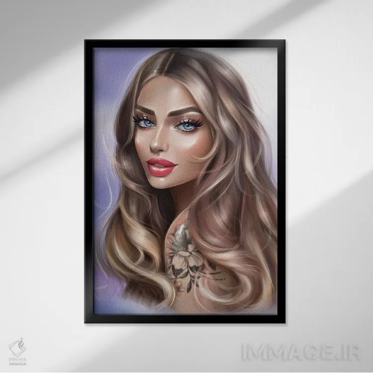 تابلو دکوراتیو پرتره ملایم اثر ارین فلیس - نمای قابدار مشکی