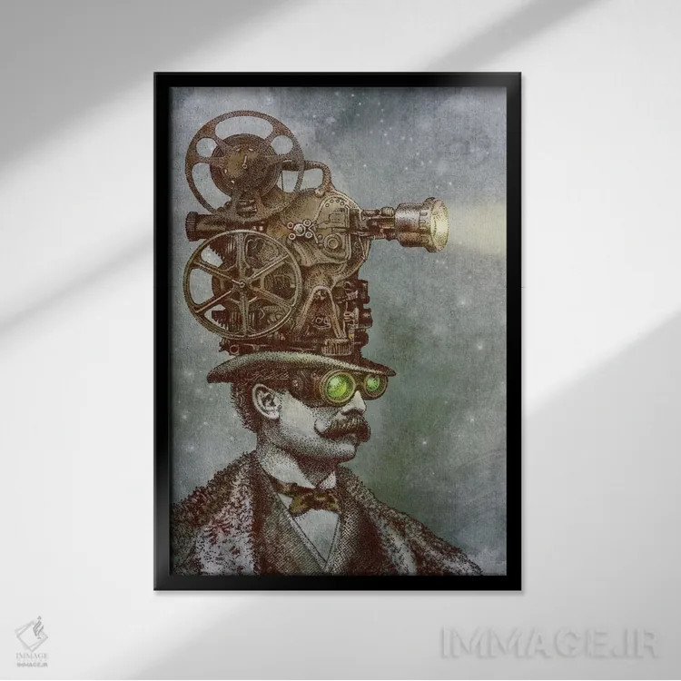 تابلو دکوراتیو اپراتور سینما اثر اریک فن - نمای قابدار مشکی