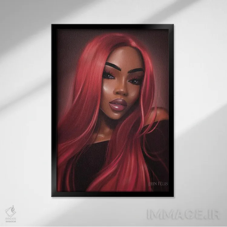 تابلو دکوراتیو ملکه پوست تیره اثر ارین فلیس - نمای قابدار مشکی