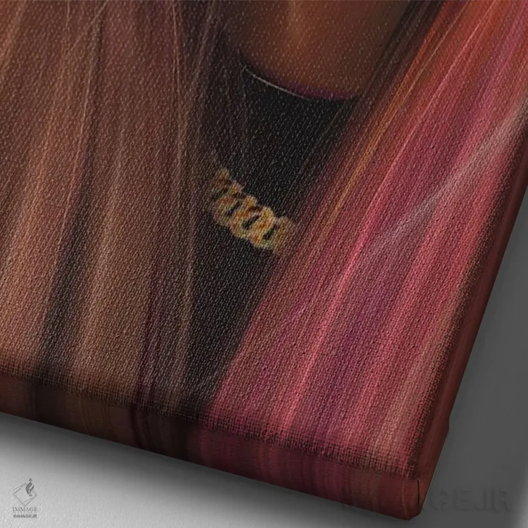 تابلو دکوراتیو دختر جوان اثر ارین فلیس - نمای نزدیک بافت بوم