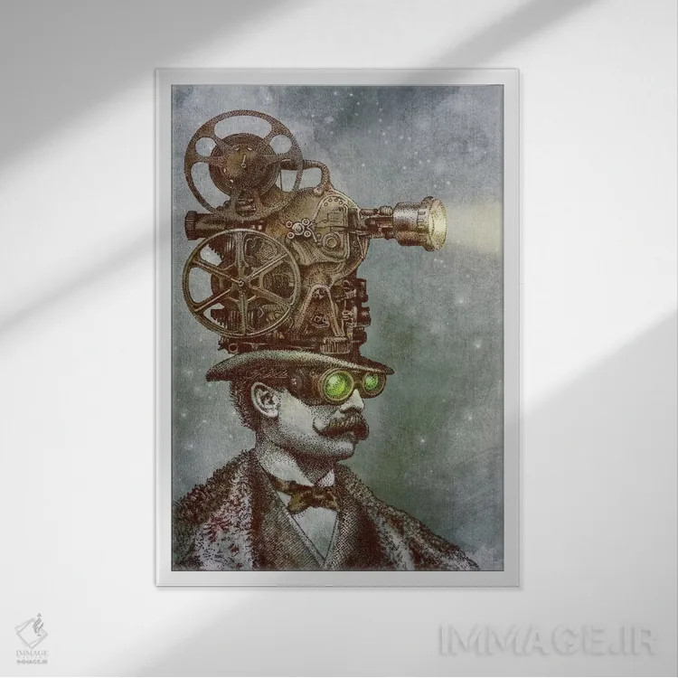 تابلو دکوراتیو اپراتور سینما اثر اریک فن - نمای قابدار سفید