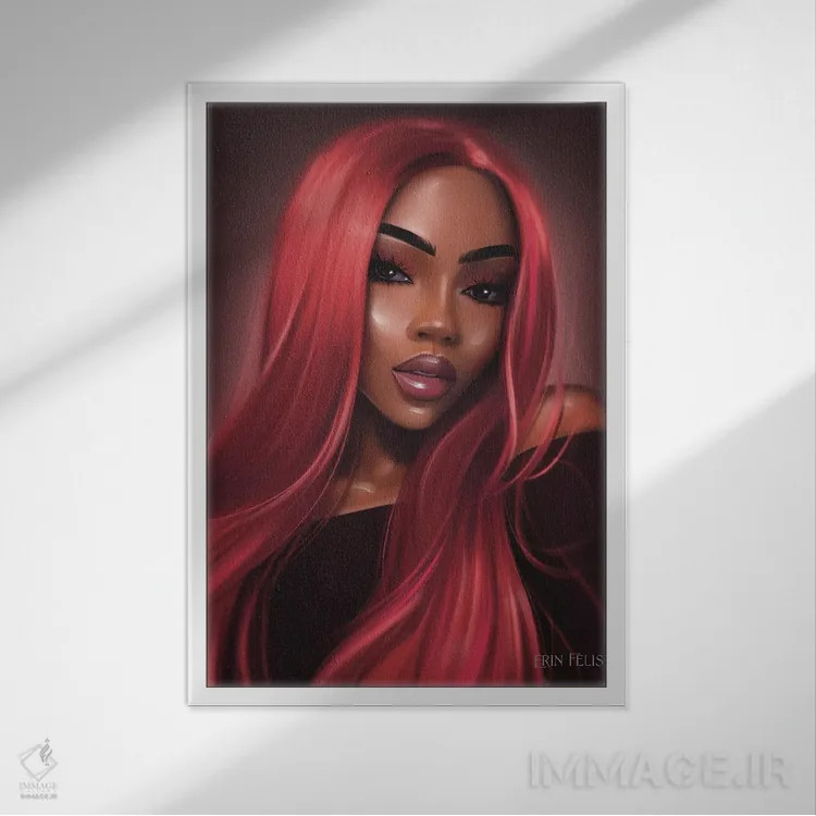 تابلو دکوراتیو ملکه پوست تیره اثر ارین فلیس - نمای قابدار سفید