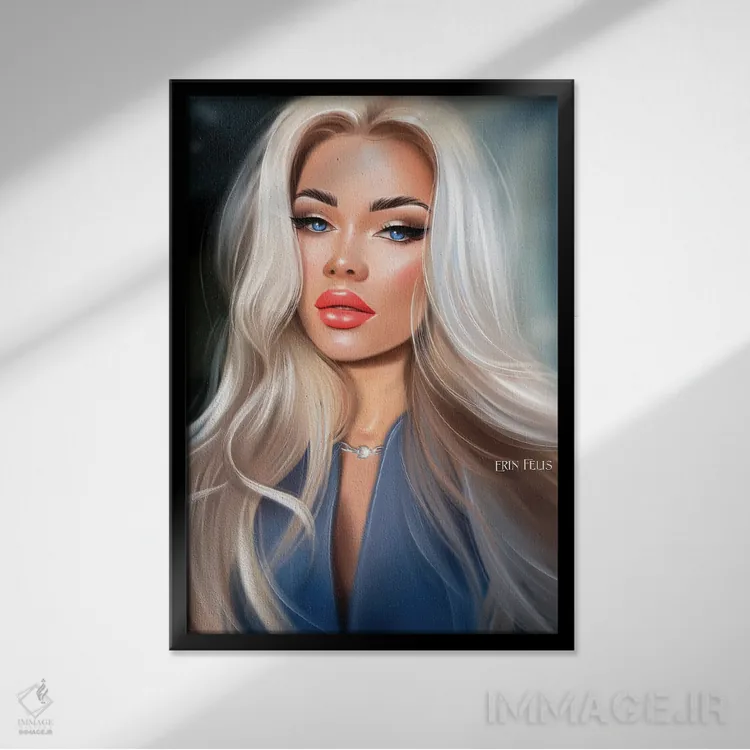 تابلو دکوراتیو هنر پرتره زیبایی اثر ارین فلیس - نمای قابدار مشکی
