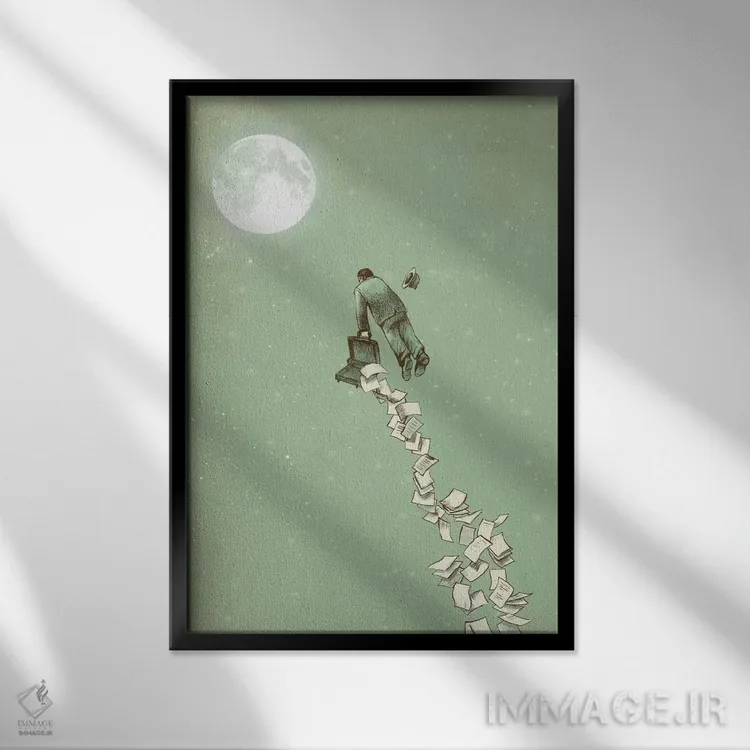 تابلو دکوراتیو فرار اثر اریک فن - نمای قابدار مشکی