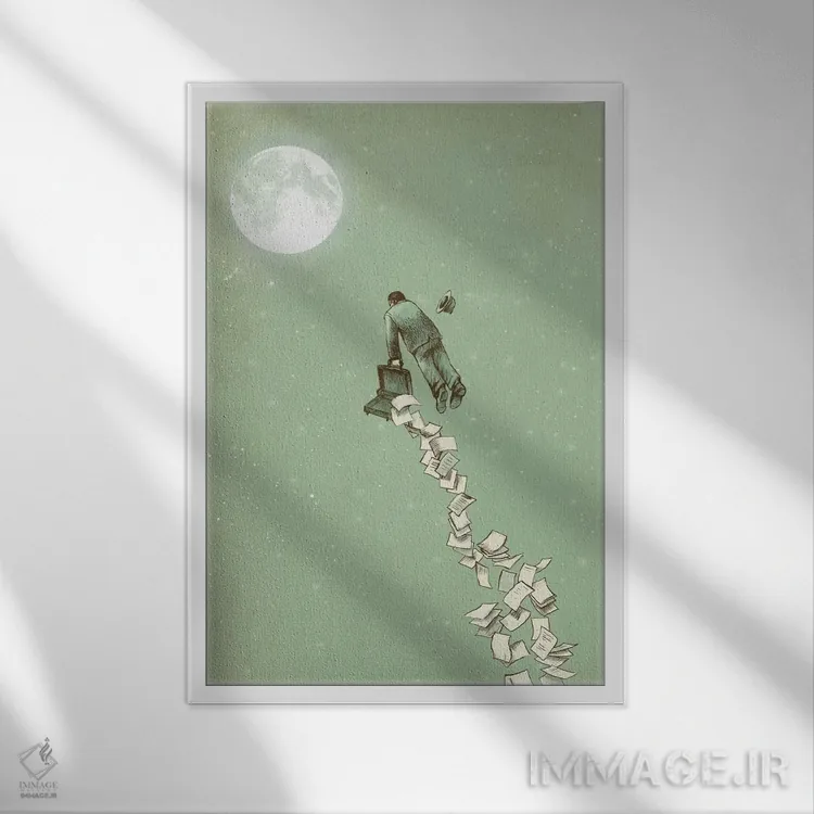 تابلو دکوراتیو فرار اثر اریک فن - نمای قابدار سفید