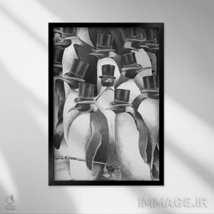 تابلو دکوراتیو گردهمایی آقایان اثر اریک فن - نمای قابدار مشکی