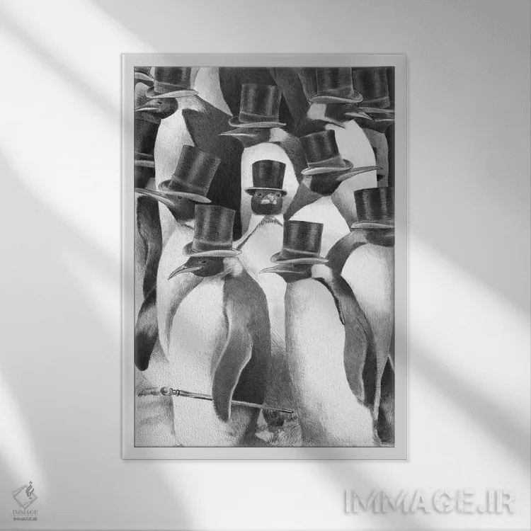 تابلو دکوراتیو گردهمایی آقایان اثر اریک فن - نمای قابدار سفید