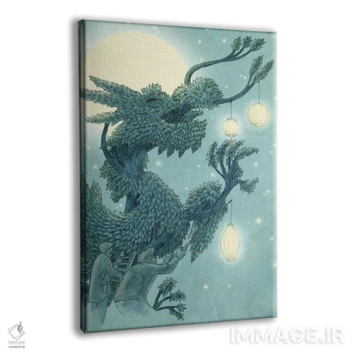 تابلو دکوراتیو چیدمان درخت اژدها در شب اثر اریک فن - نمای پرسپکتیو محصول