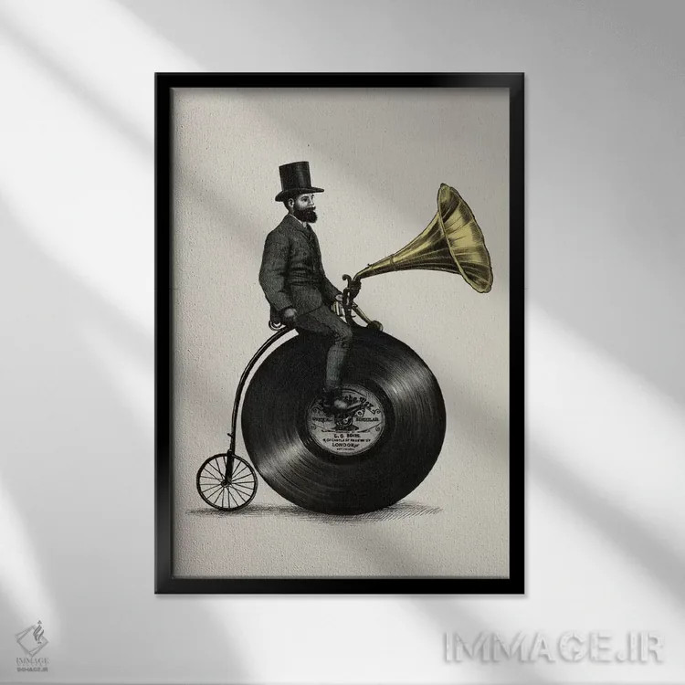 تابلو دکوراتیو مرد موسیقی دان اثر اریک فن - نمای قابدار مشکی