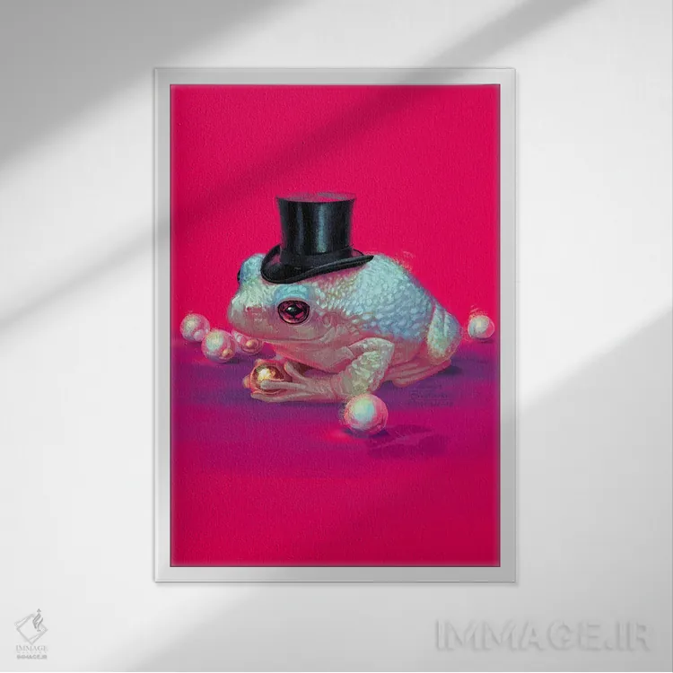 تابلو دکوراتیو فقط یک قورباغه اثر اران فاولر - نمای قابدار سفید