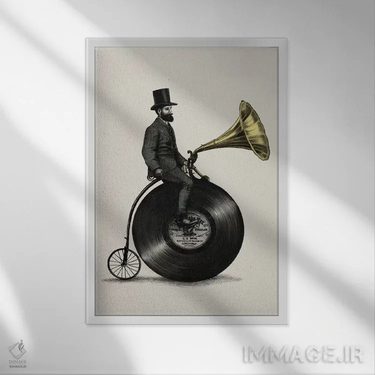 تابلو دکوراتیو مرد موسیقی دان اثر اریک فن - نمای قابدار سفید