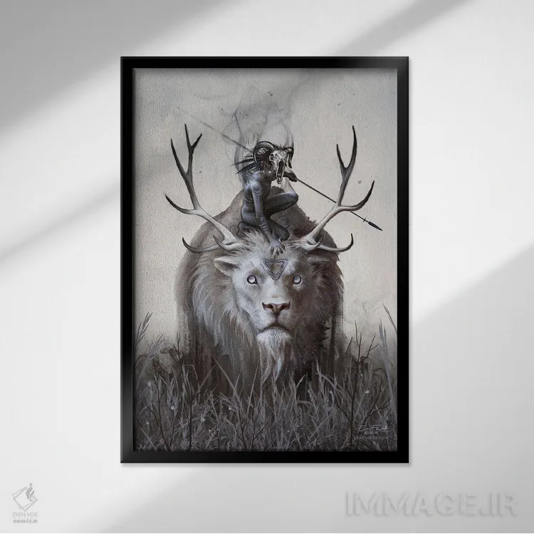 تابلو دکوراتیو پسری و هیولای او اثر اران فاولر - نمای قابدار مشکی