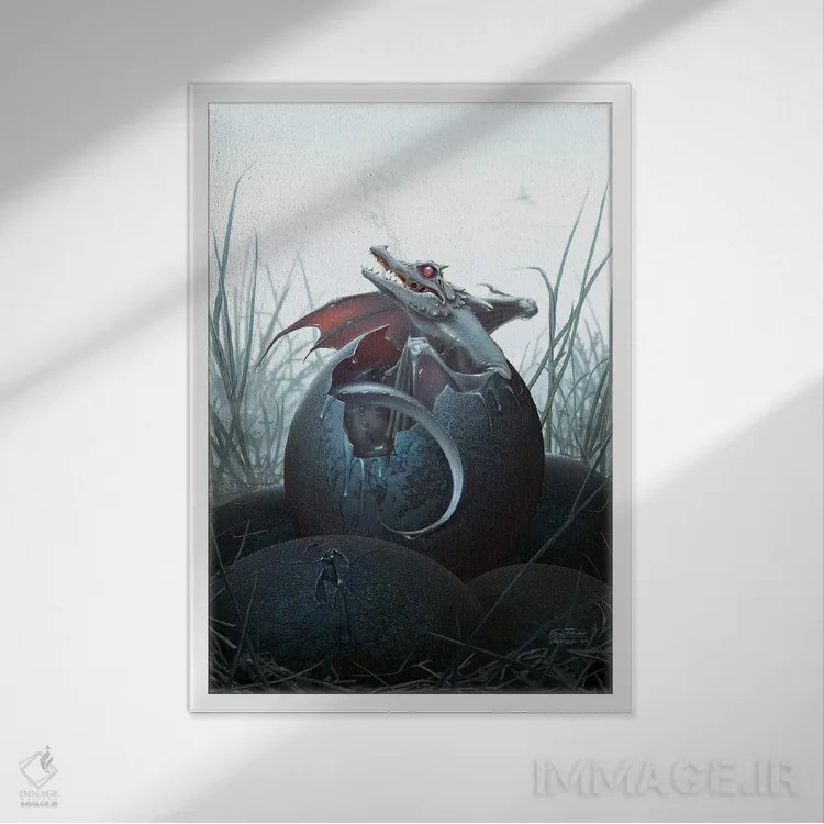 تابلو دکوراتیو جوجه تازه از تخم درآمده اثر اران فاولر - نمای قابدار سفید