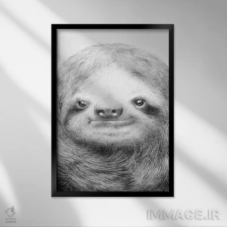 تابلو دکوراتیو تنبل اثر اریک فن - نمای قابدار مشکی