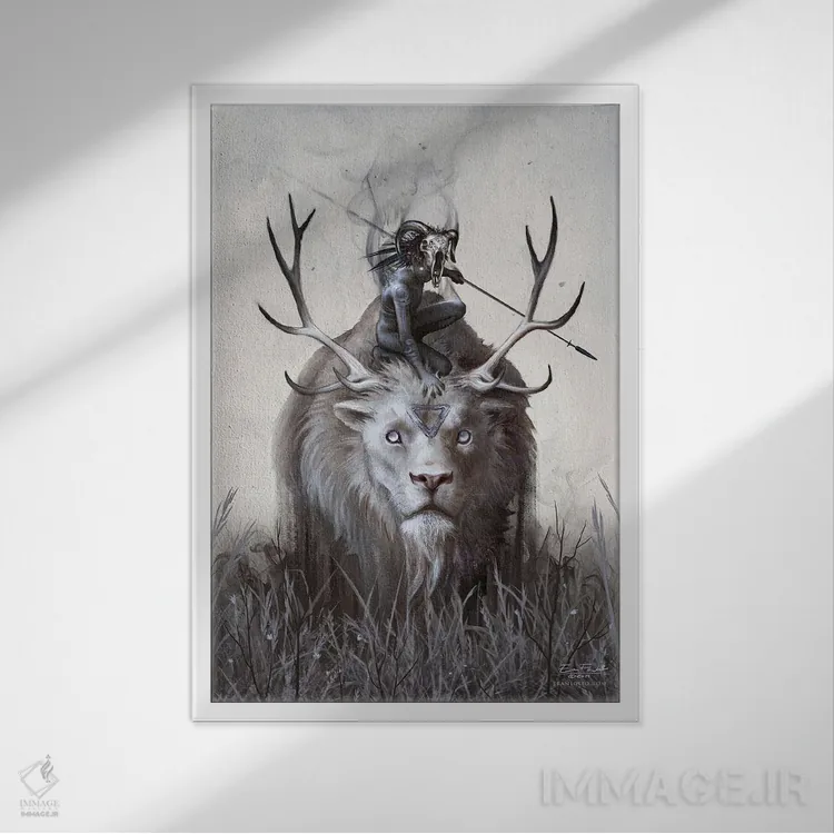 تابلو دکوراتیو پسری و هیولای او اثر اران فاولر - نمای قابدار سفید