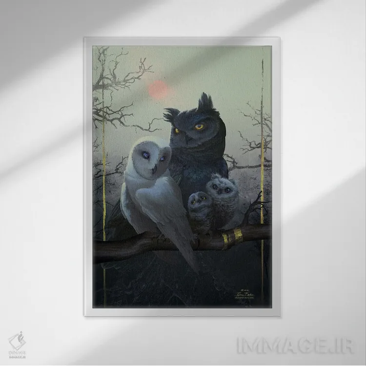 تابلو دکوراتیو هم پر اثر اران فاولر - نمای قابدار سفید