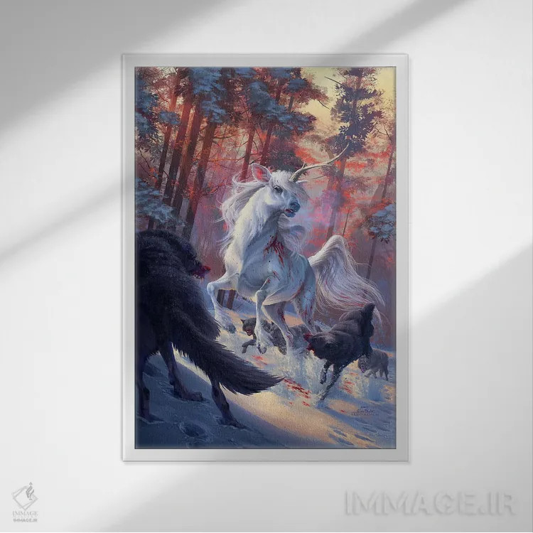 تابلو دکوراتیو شکار اثر اران فاولر - نمای قابدار سفید