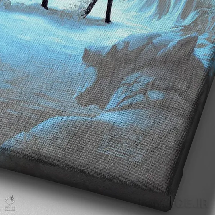 تابلو دکوراتیو زمستان، شب را در بر می گیرد اثر اران فاولر - نمای نزدیک بافت بوم