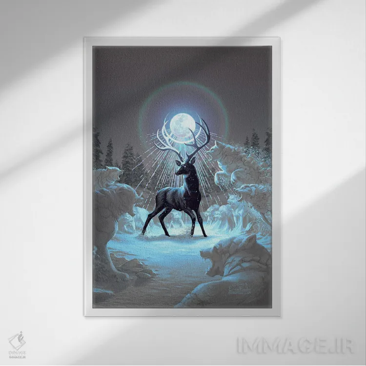 تابلو دکوراتیو زمستان، شب را در بر می گیرد اثر اران فاولر - نمای قابدار سفید