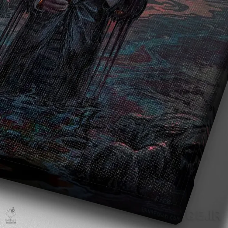 تابلو دکوراتیو کار طبق روال همیشگی اثر اران فاولر - نمای نزدیک بافت بوم