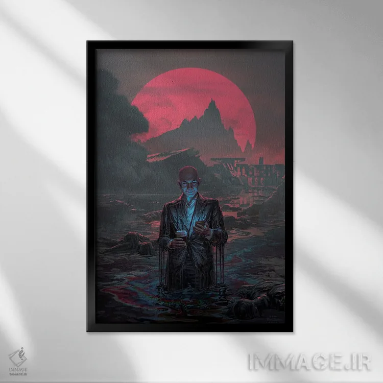 تابلو دکوراتیو کار طبق روال همیشگی اثر اران فاولر - نمای قابدار مشکی