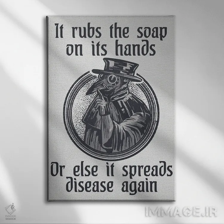 تابلو دکوراتیو پزشک طاعون اثر امی فاکس دیزاینز - نمای روبهرو روی دیوار
