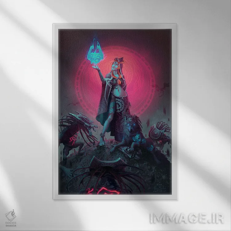 تابلو دکوراتیو سایه درهم تنیده اثر اران فاولر - نمای قابدار سفید