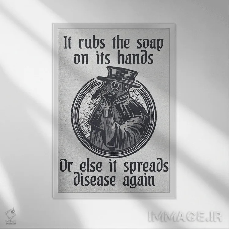 تابلو دکوراتیو پزشک طاعون اثر امی فاکس دیزاینز - نمای قابدار سفید