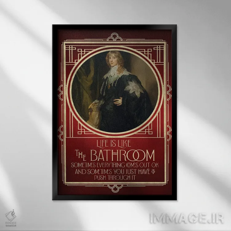 تابلو دکوراتیو زندگی مثل حمام است اثر امی فاکس دیزاینز - نمای قابدار مشکی