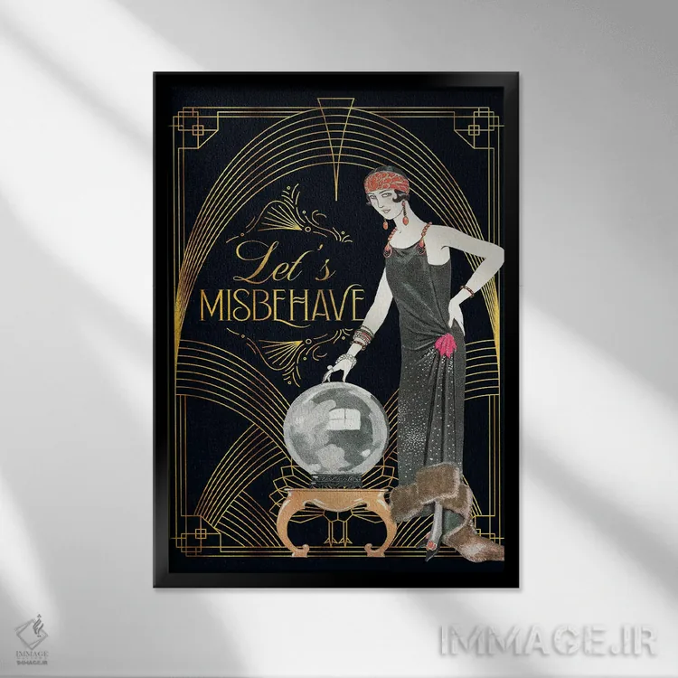 تابلو دکوراتیو بیایید شیطنت کنیم اثر امی فاکس دیزاینز - نمای قابدار مشکی