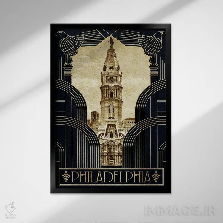 تابلو دکوراتیو فیلادلفیا اثر امی فاکس دیزاینز - نمای قابدار مشکی