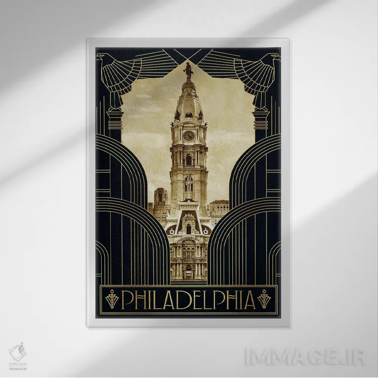 تابلو دکوراتیو فیلادلفیا اثر امی فاکس دیزاینز - نمای قابدار سفید